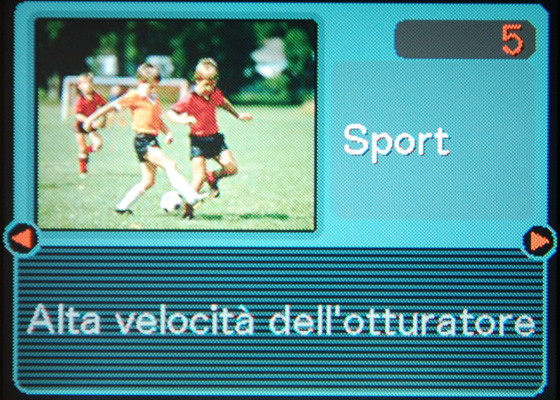 La modalità ripresa sportiva in una digicam