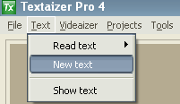 Il menu Text in Textaizer