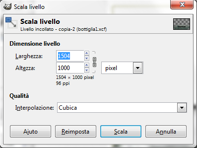 La funzione Scala livello in Gimp