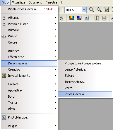 Il filtro Riflessi acqua in Photofiltre