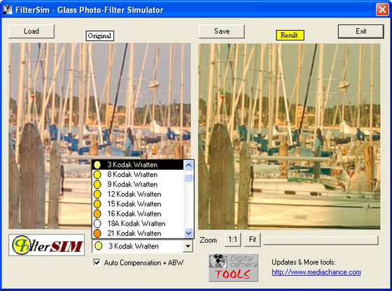 Scegliamo il filtro con il menu a discesa di Filtersim