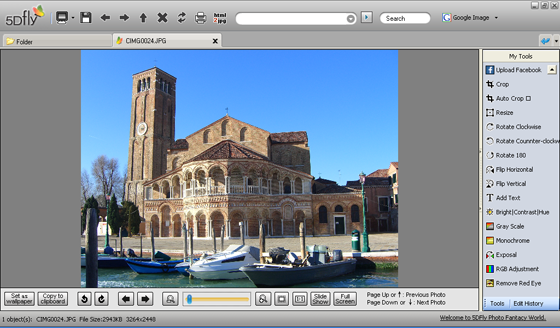 La modalità fotoritocco di Fly Photo