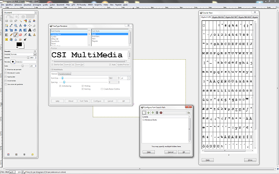 La gestione del testo in Gimp con Free Type Renderer