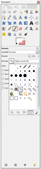 La scelta della punta del pennello in Gimp