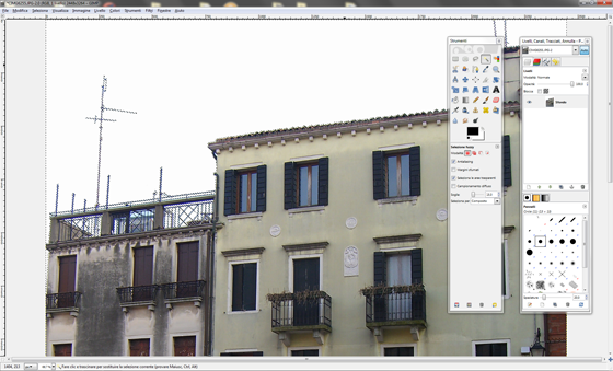 Aumentiamo il fattore di Zoom in Gimp per lavorare con più precisione