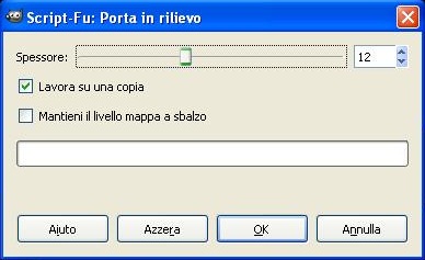 Il pannello di controllo del filtro Porta in rilievo in Gimp
