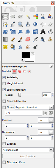 La selezione con spigoli arrotondati in Gimp