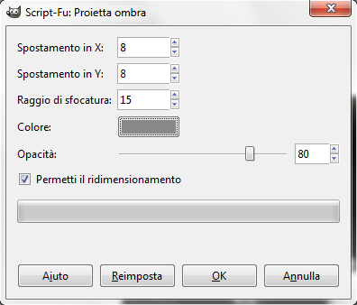 Il filtro Proietta ombra in Gimp