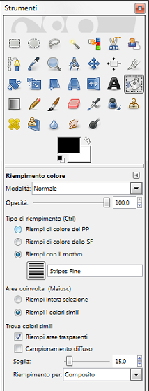 Il riempimento a strisce sottili in Gimp