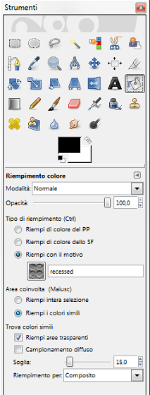 Il riempimento con motivo a cerchi in Gimp