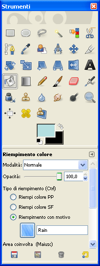 La scelta del motivo per il riempimento in Gimp