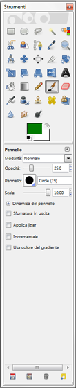 Lo strumento Pennello in Gimp