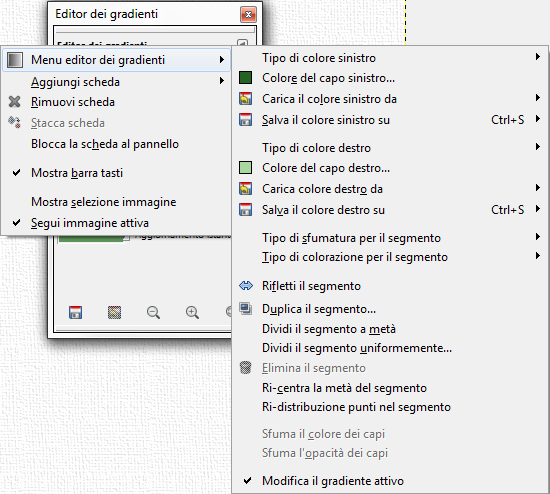 L'Editor del gradiente in Gimp