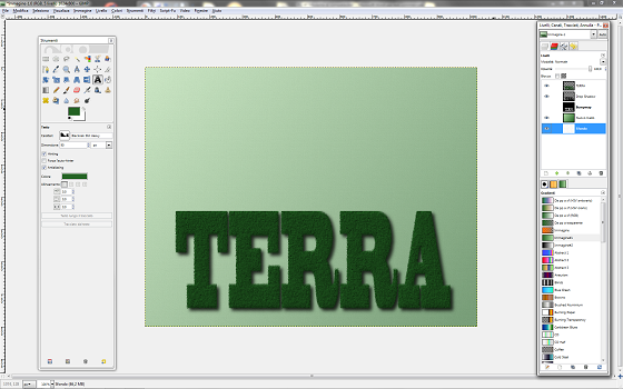 La scritta ottenuta in Gimp