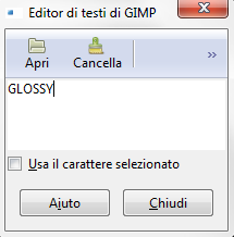 Il pannello di inserimento testo in Gimp