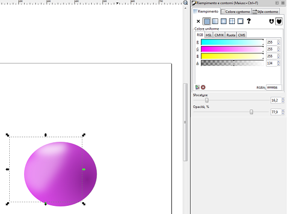 La regolazione dell'opacità e della sfocatura in Inkscape