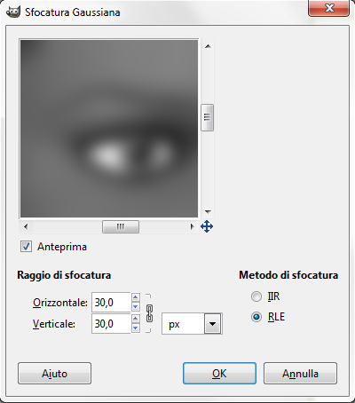 Il filtro Sfocatura gaussiana in Gimp