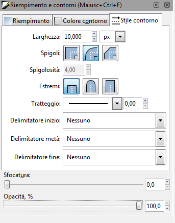 Definiamo la larghezza e l'aspetto del contorno in Inkscape