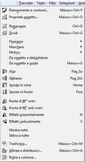 Il menu Filtri in Inkscape