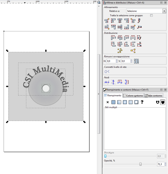 Il pannello degli allineamenti in Inkscape