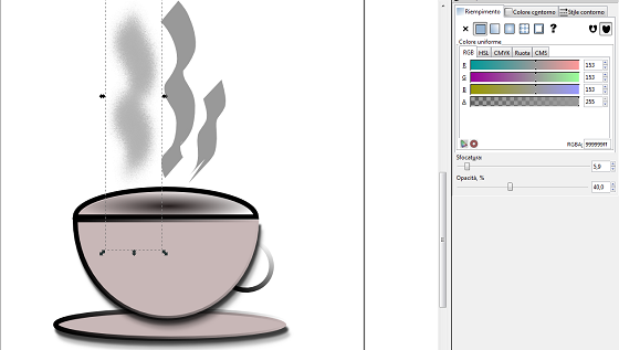 Il fumo creato con le linee calligrafiche in Inkscape