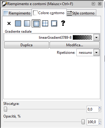 La scelta del gradiente in Inkscape