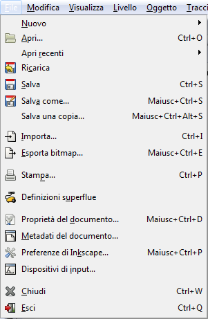 Il comando Importa in Inkscape