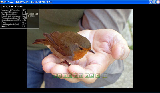 L'immagine con i dati EXIF visualizzata da JPEGView