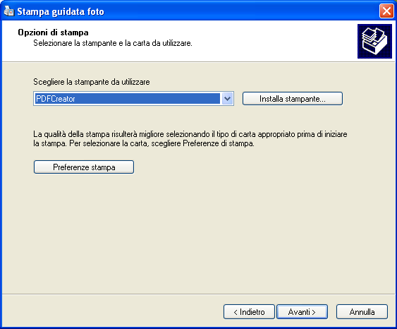 Creare il PDF di un'immagine con PDF Creator