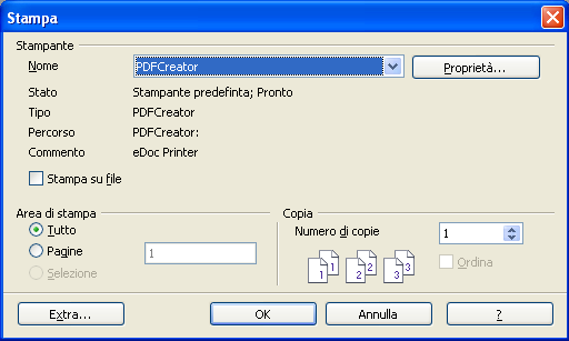 Creare il PDF di un testo con PDF Creator