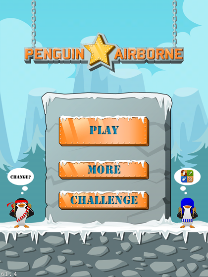 La schermata iniziale di Penguin Airborne