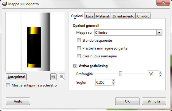 Il filtro Mappa su oggetto in Gimp