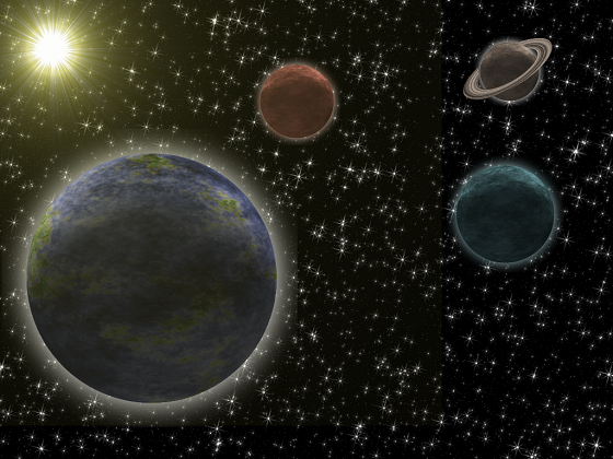 Un sistema solare creato con Gimp