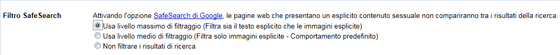 Il filtro Safe search in Google