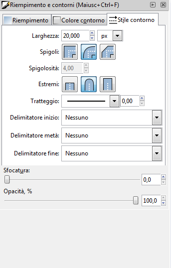 La scheda Stile contorno in Inkscape