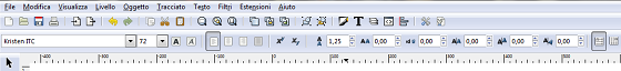 La barra contestuale dello strumento Testo in Inkscape