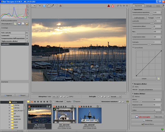 Regoliamo l'esposizione del file RAW con Raw Therape