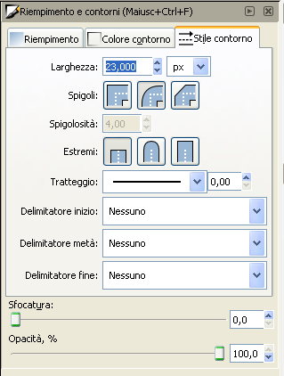 Il pannello Riempimenti e contorni in Inkscape