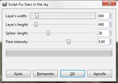 Il filtro Stars in the sky per Gimp