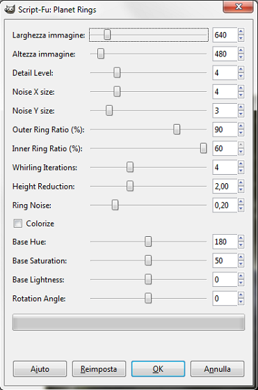 Il filtro Planet Rings per Gimp