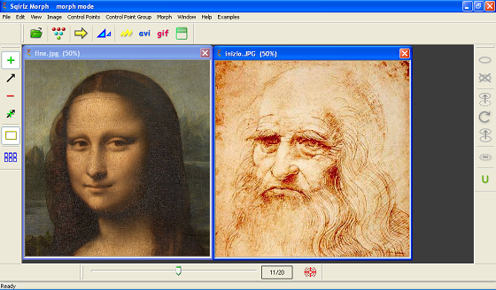 Le immagini di partenza e di arrivo in Sqirlz Morph