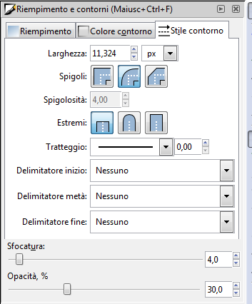 La regolazione del contorno in Inkscape