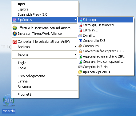 L'opzione Estrai da menu rapido