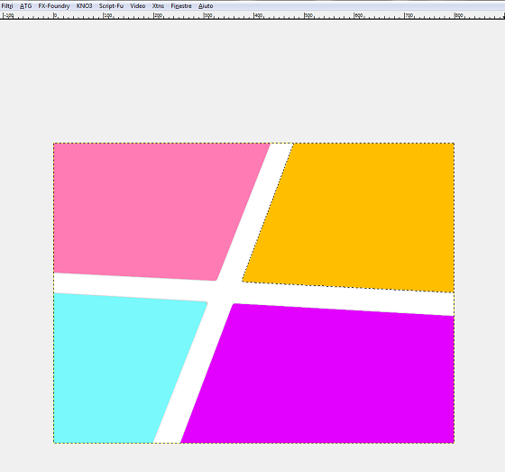 Le quattro aree colorate con Gimp