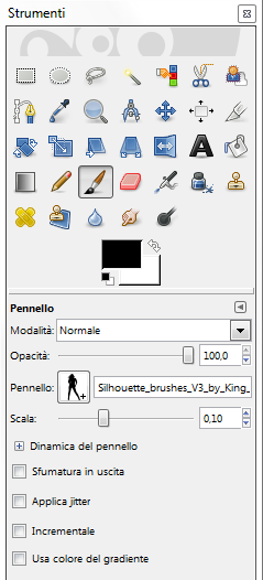 La regolazione dei pennelli in Gimp