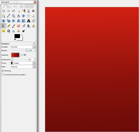 La sfumatura creata con Gimp