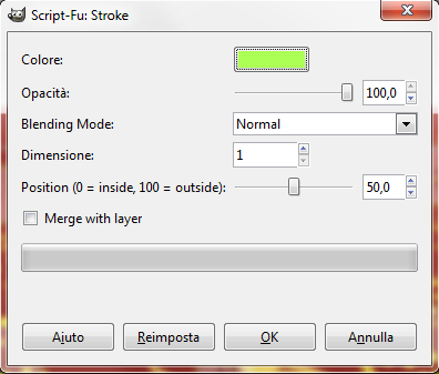 Il pannello Stroke in Gimp
