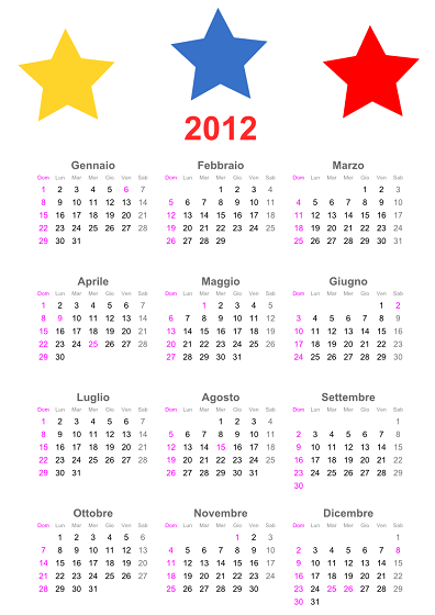 Il calendario realizzato con Inkscape