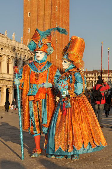 Maschere in piazza San Marco a Venezia