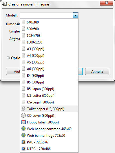 Il formato Toilet paper in GImp